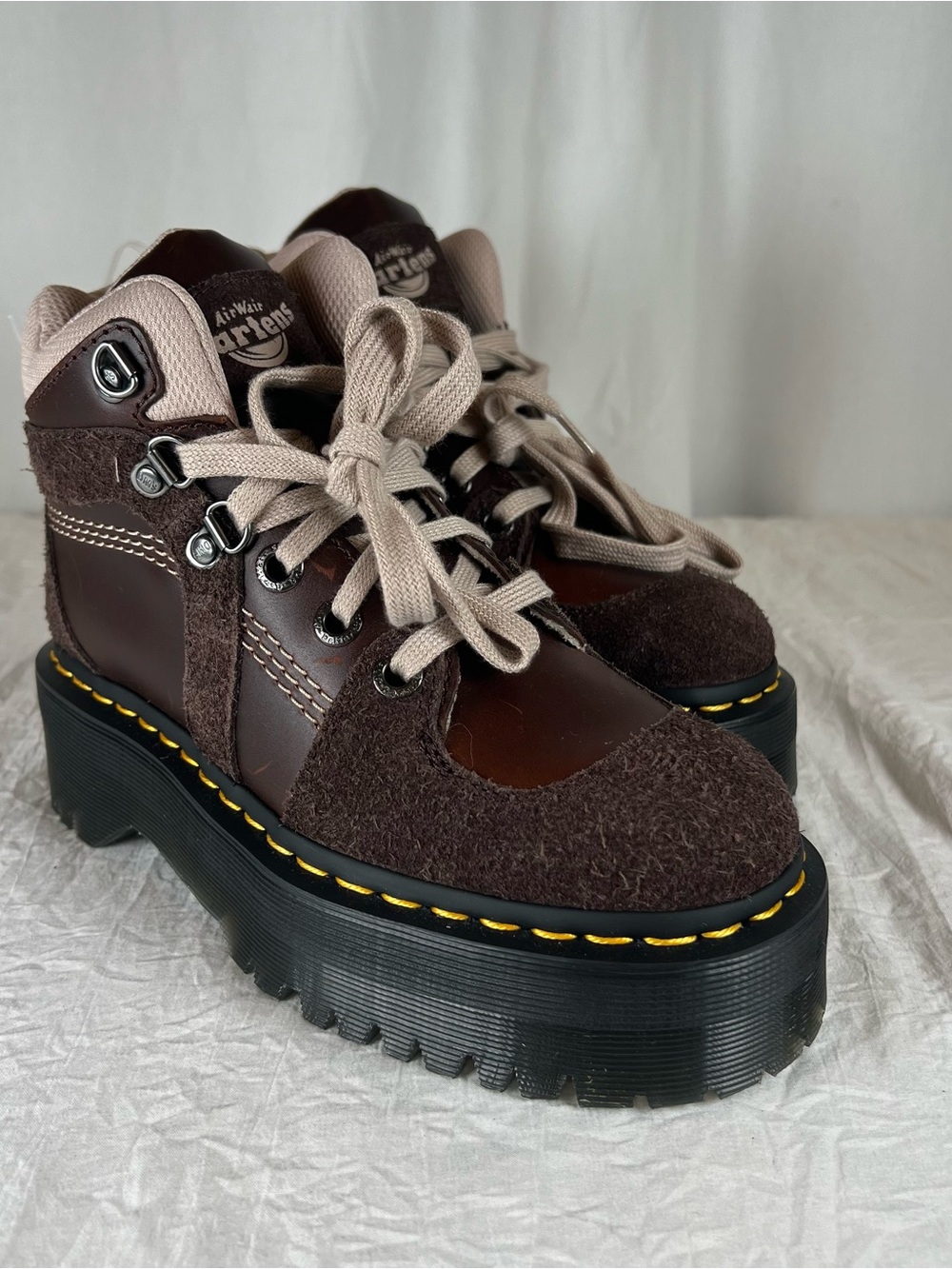 Dr. Martens Zuma Hiker Women's sz5 Brown Chunky Platform Lace-Up Boots NEW